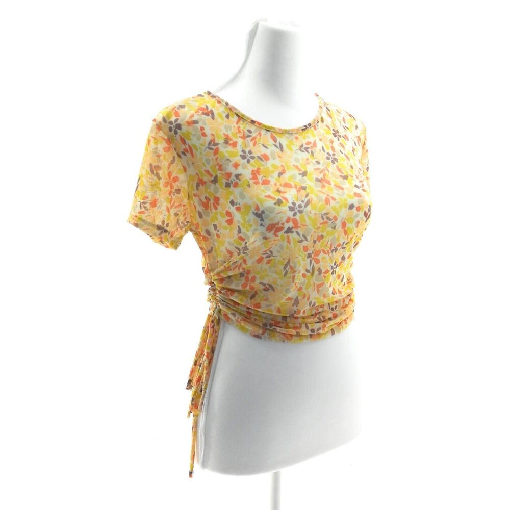 Pie In The Sky MultiColor Floral Ruched Tie Side Top - Junior's Size Large